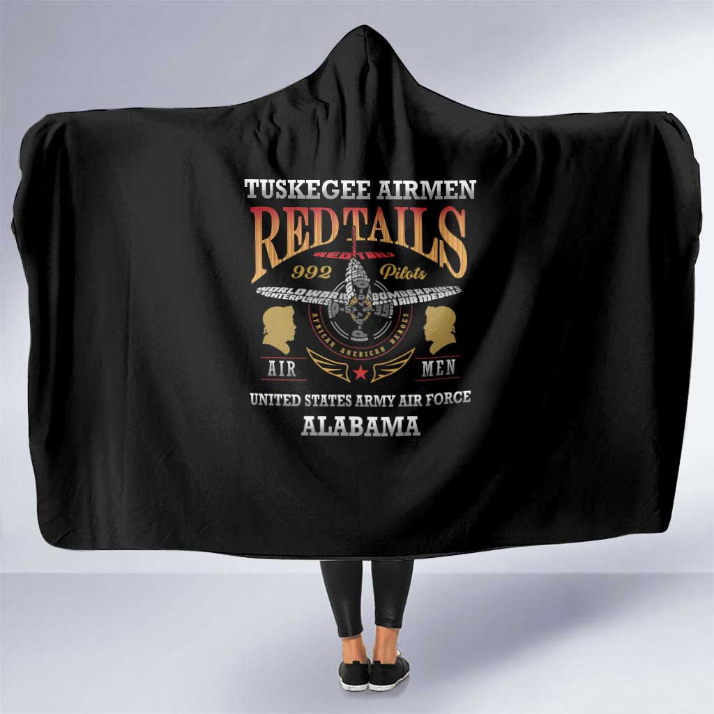 Red Tails Legacy Hooded Blanket Tuskegee Airmen WWII Heroes - Black Color - Wonder Print Shop