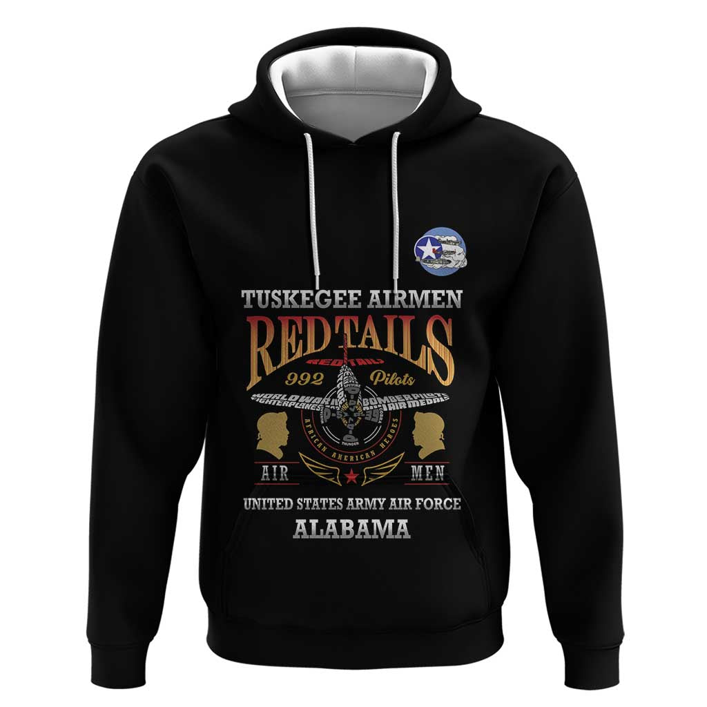 Personalized Red Tails Legacy Hoodie Tuskegee Airmen WWII Heroes - Black Color - Wonder Print Shop