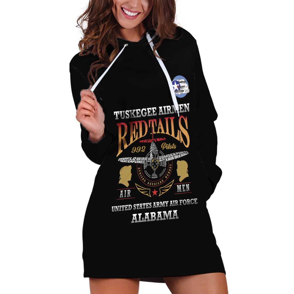 Personalized Red Tails Legacy Hoodie Dress Tuskegee Airmen WWII Heroes - Black Color - Wonder Print Shop