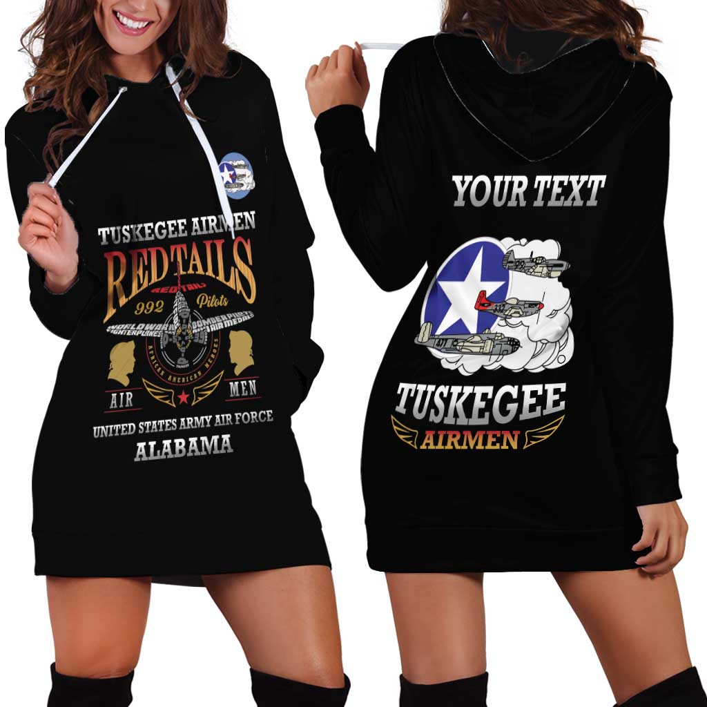 Personalized Red Tails Legacy Hoodie Dress Tuskegee Airmen WWII Heroes - Black Color - Wonder Print Shop