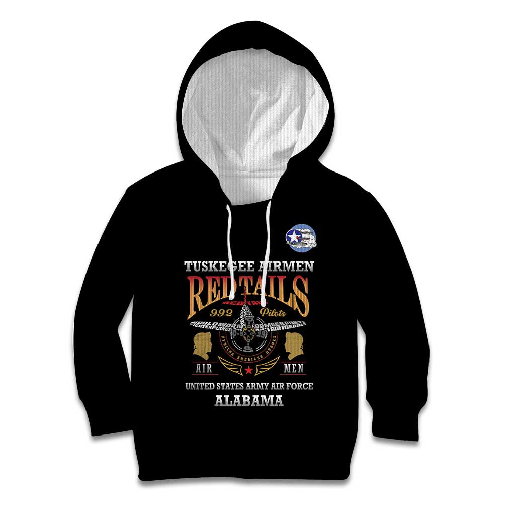 Personalized Red Tails Legacy Kid Hoodie Tuskegee Airmen WWII Heroes - Black Color - Wonder Print Shop