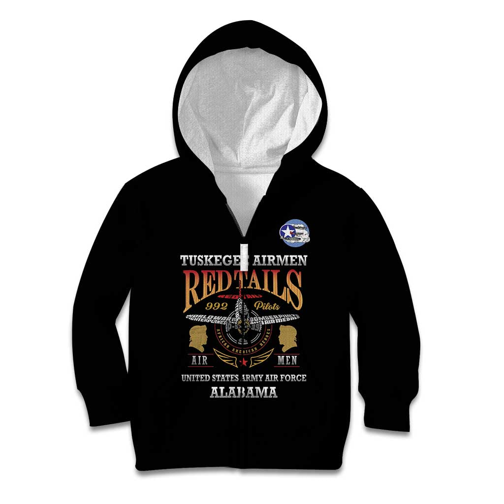 Personalized Red Tails Legacy Kid Hoodie Tuskegee Airmen WWII Heroes - Black Color - Wonder Print Shop