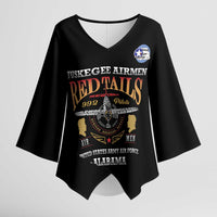 Personalized Red Tails Legacy Kimono Sleeve Blouse Tuskegee Airmen WWII Heroes - Black Color - Wonder Print Shop
