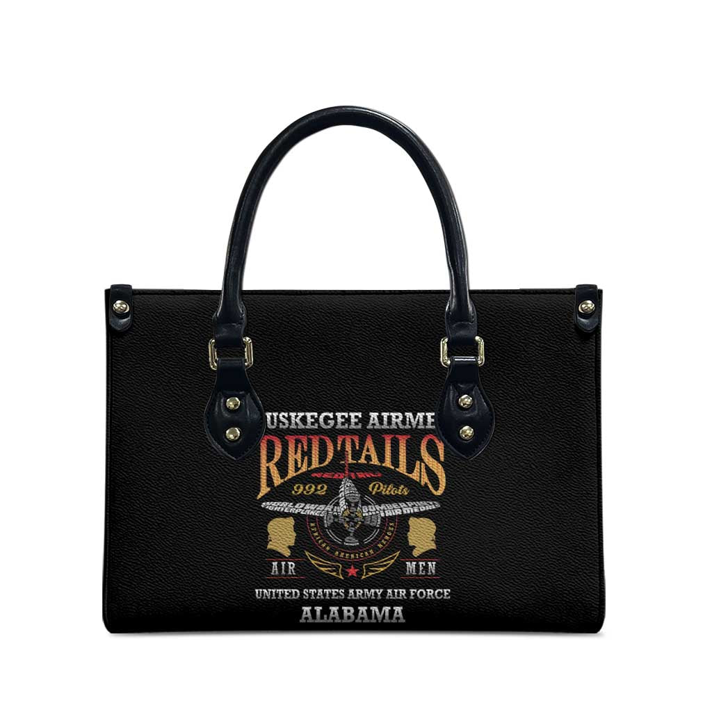 Red Tails Legacy Leather Bag Tuskegee Airmen WWII Heroes - Black Color - Wonder Print Shop