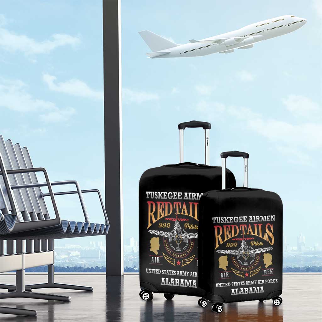 Red Tails Legacy Luggage Cover Tuskegee Airmen WWII Heroes - Black Color - Wonder Print Shop