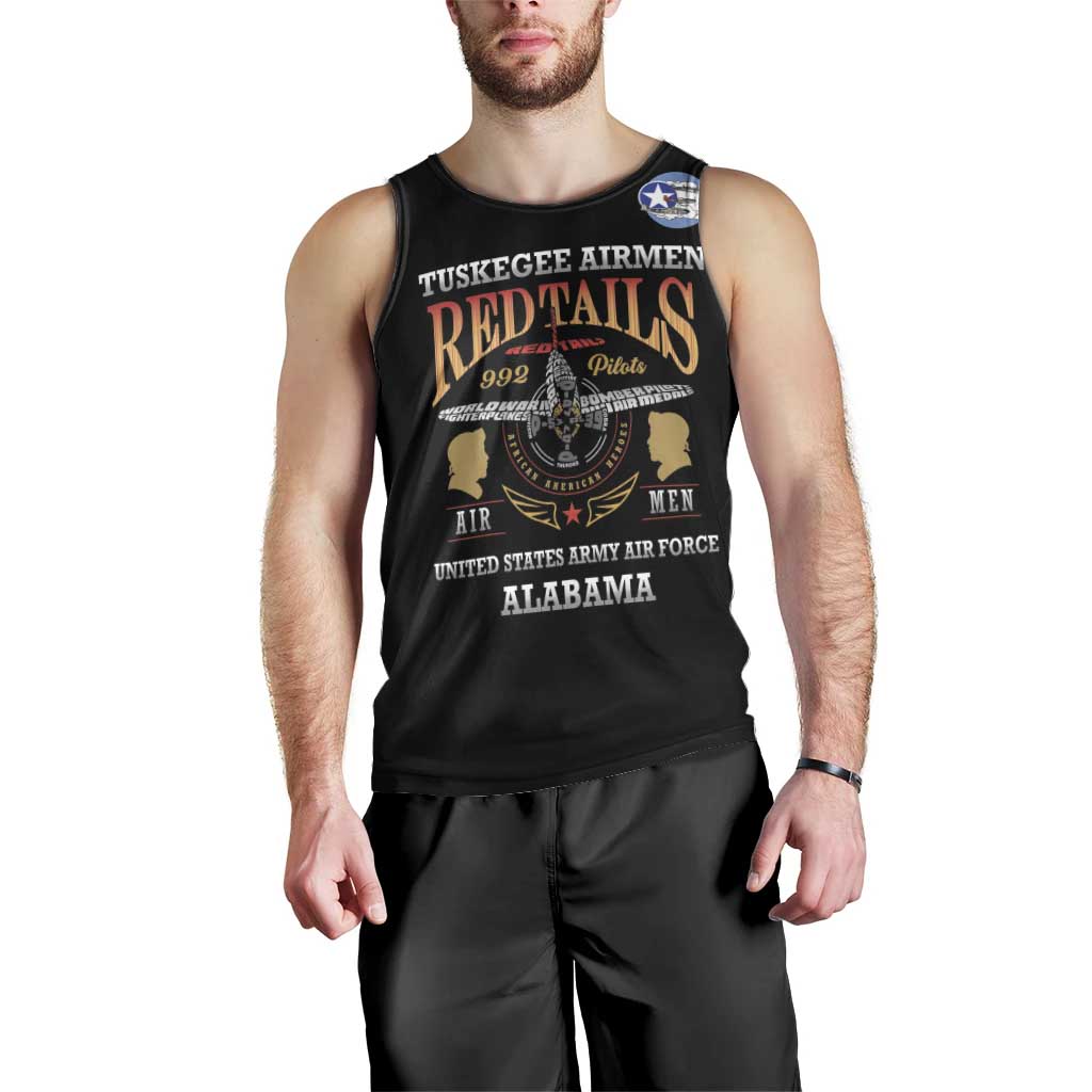 Personalized Red Tails Legacy Men Tank Top Tuskegee Airmen WWII Heroes - Black Color - Wonder Print Shop