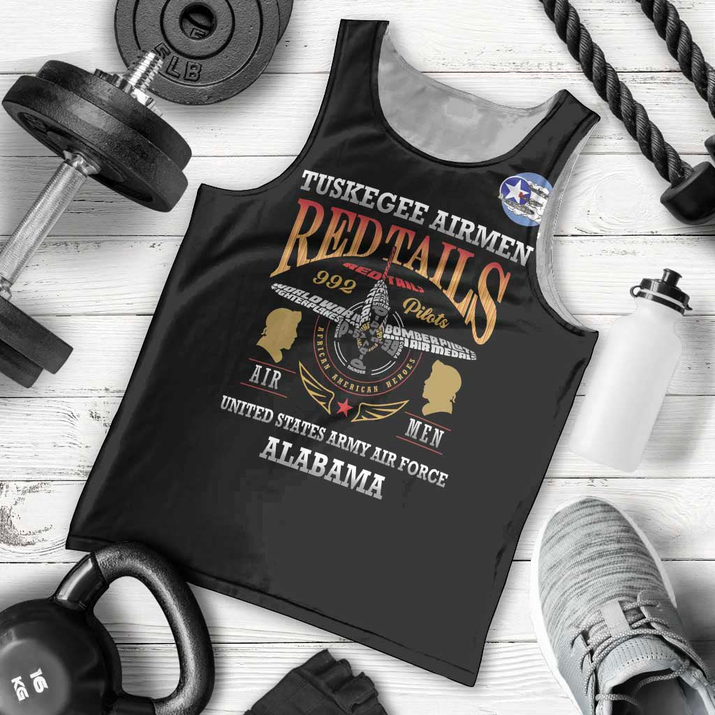 Personalized Red Tails Legacy Men Tank Top Tuskegee Airmen WWII Heroes - Black Color - Wonder Print Shop