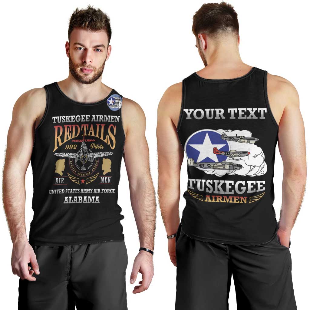 Personalized Red Tails Legacy Men Tank Top Tuskegee Airmen WWII Heroes - Black Color - Wonder Print Shop