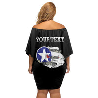 Personalized Red Tails Legacy Off Shoulder Short Dress Tuskegee Airmen WWII Heroes - Black Color - Wonder Print Shop