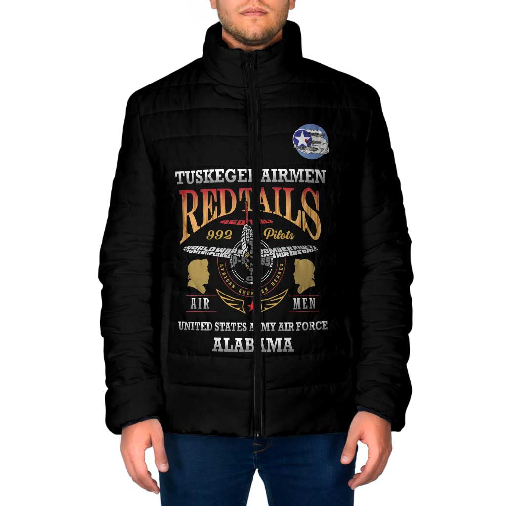 Personalized Red Tails Legacy Padded Jacket Tuskegee Airmen WWII Heroes - Black Color - Wonder Print Shop