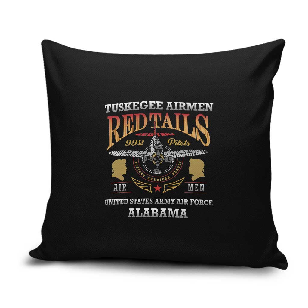 Red Tails Legacy Pillow Cover Tuskegee Airmen WWII Heroes - Black Color - Wonder Print Shop