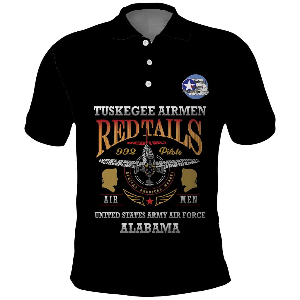 Personalized Red Tails Legacy Polo Shirt Tuskegee Airmen WWII Heroes - Black Color - Wonder Print Shop