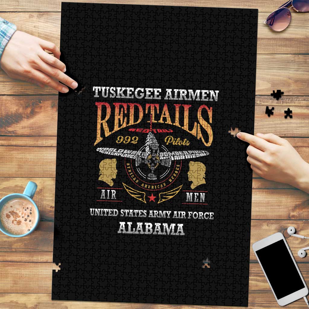 Red Tails Legacy Puzzle Tuskegee Airmen WWII Heroes - Black Color - Wonder Print Shop