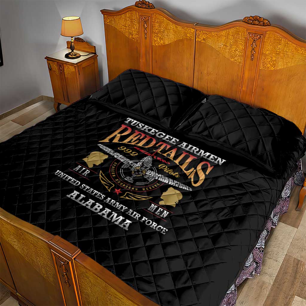 Red Tails Legacy Quilt Bed Set Tuskegee Airmen WWII Heroes - Black Color - Wonder Print Shop