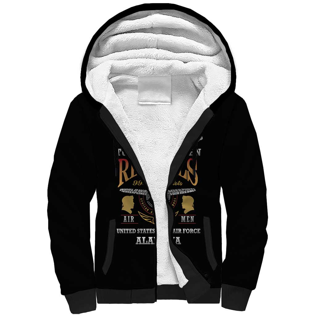 Personalized Red Tails Legacy Sherpa Hoodie Tuskegee Airmen WWII Heroes - Black Color - Wonder Print Shop
