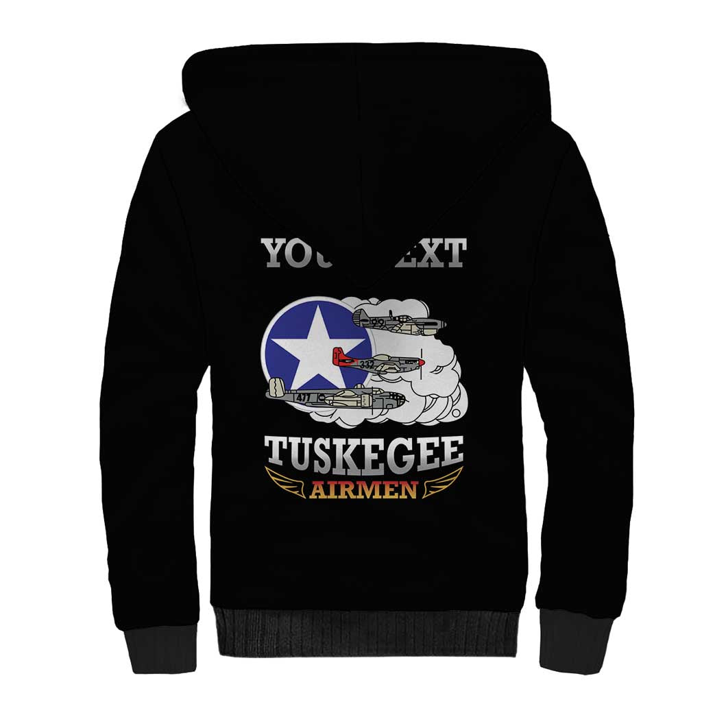 Personalized Red Tails Legacy Sherpa Hoodie Tuskegee Airmen WWII Heroes - Black Color - Wonder Print Shop