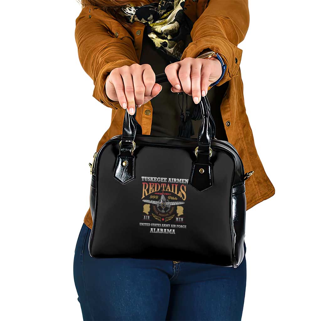 Red Tails Legacy Shoulder Handbag Tuskegee Airmen WWII Heroes - Black Color - Wonder Print Shop