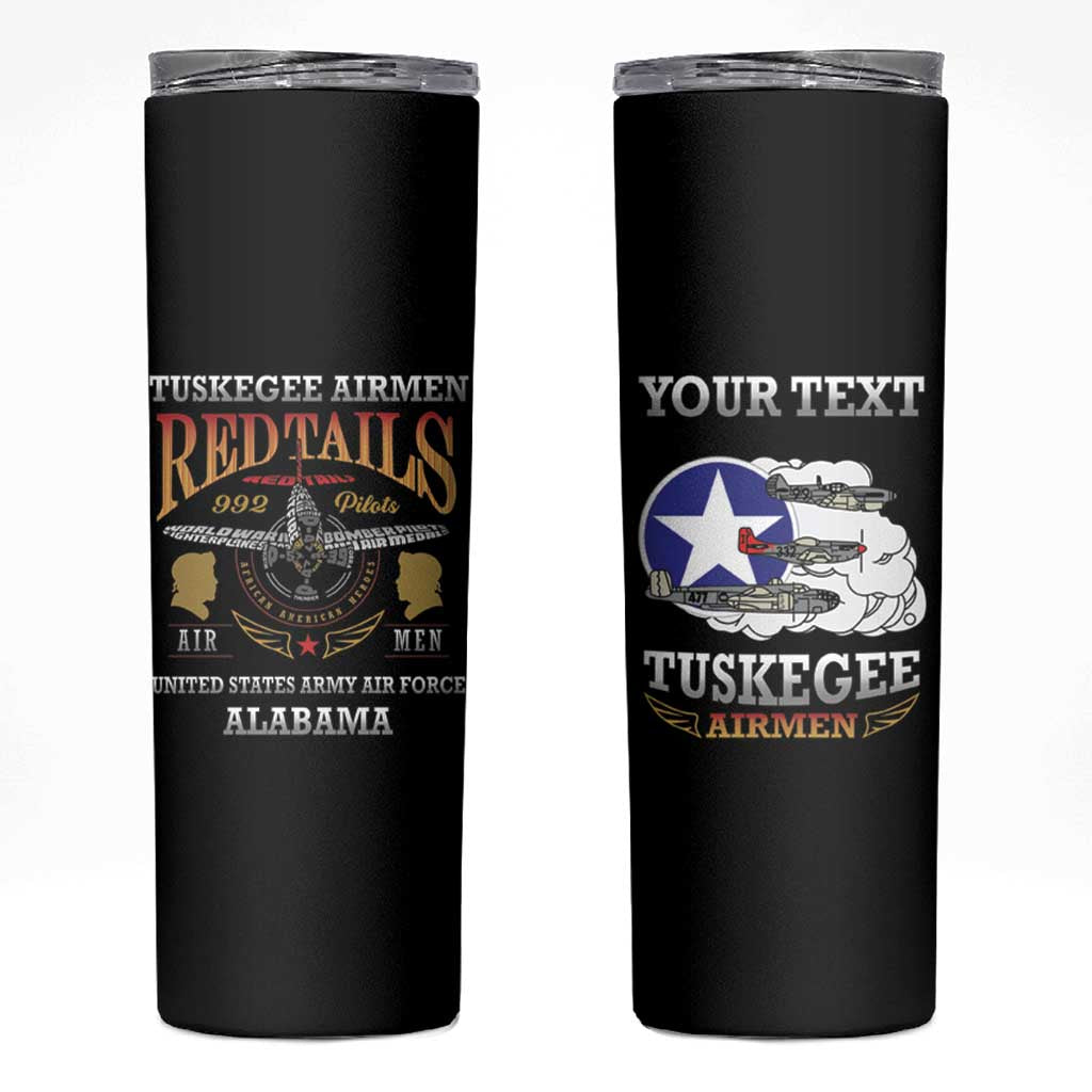 Personalized Red Tails Legacy Skinny Tumbler Tuskegee Airmen WWII Heroes - Black Color - Wonder Print Shop