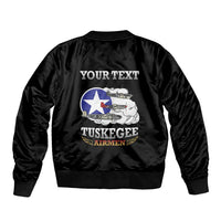Personalized Red Tails Legacy Sleeve Zip Bomber Jacket Tuskegee Airmen WWII Heroes - Black Color - Wonder Print Shop