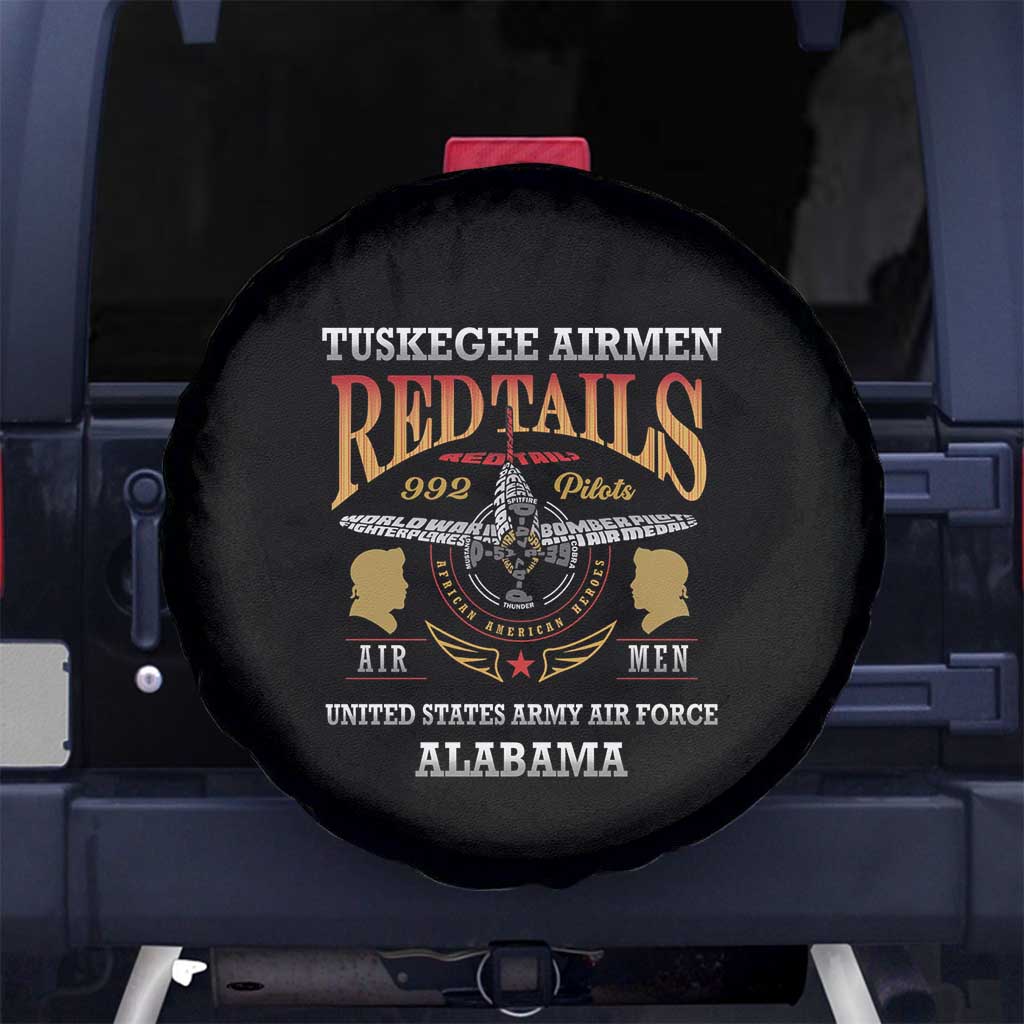 Red Tails Legacy Spare Tire Cover Tuskegee Airmen WWII Heroes - Black Color - Wonder Print Shop