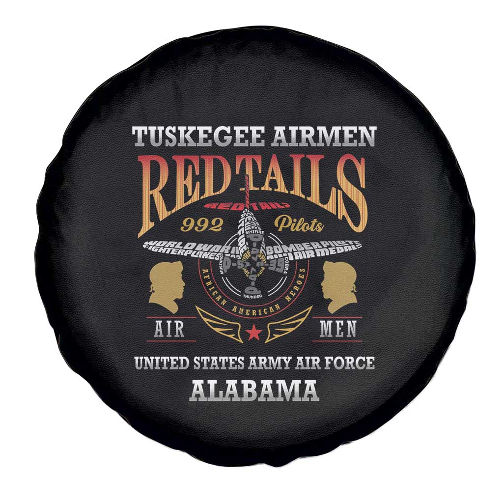 Red Tails Legacy Spare Tire Cover Tuskegee Airmen WWII Heroes - Black Color - Wonder Print Shop