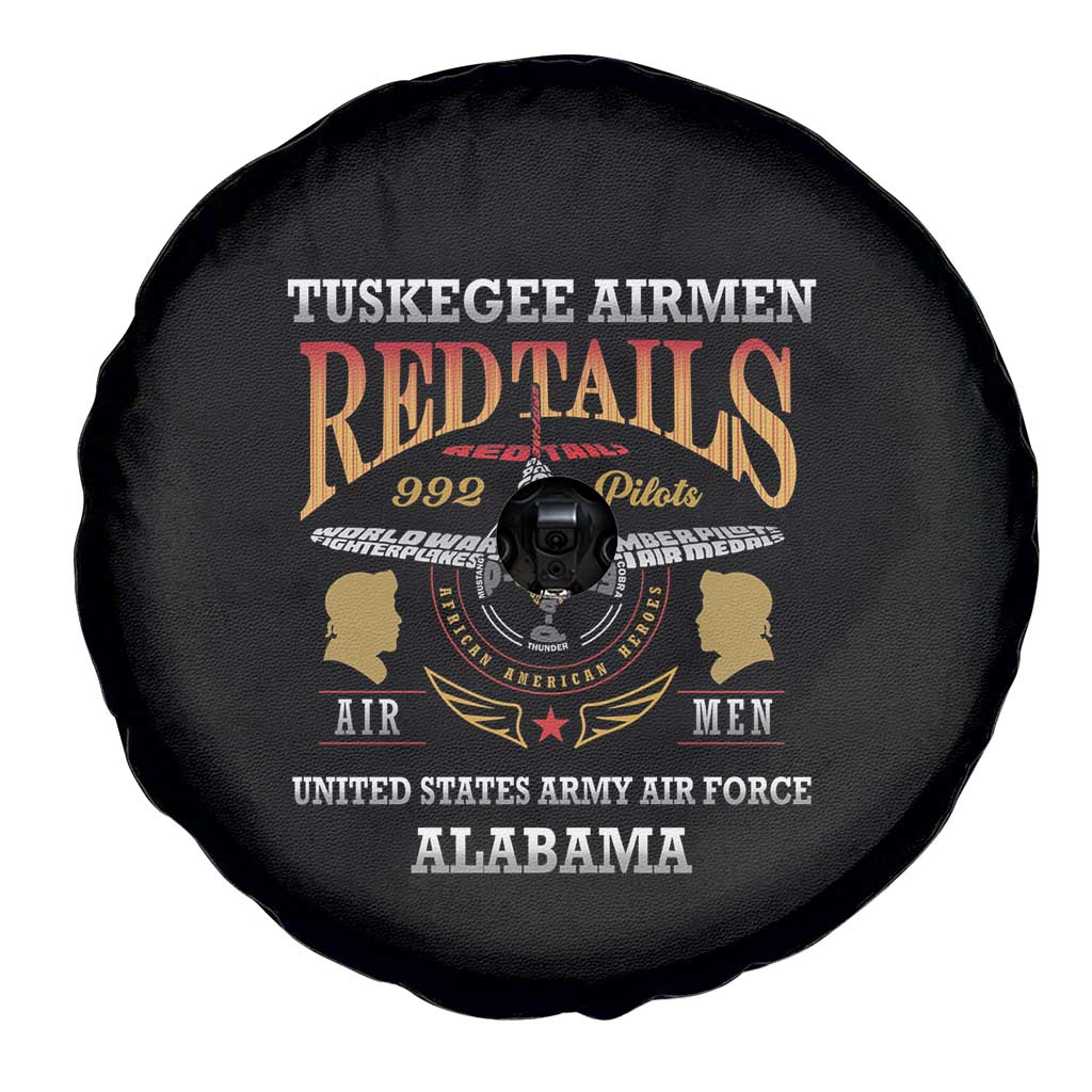 Red Tails Legacy Spare Tire Cover Tuskegee Airmen WWII Heroes - Black Color - Wonder Print Shop
