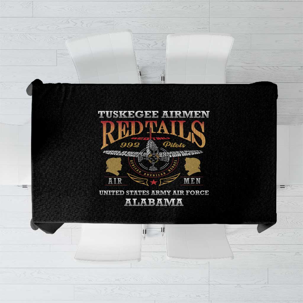 Red Tails Legacy Tablecloth Tuskegee Airmen WWII Heroes - Black Color - Wonder Print Shop
