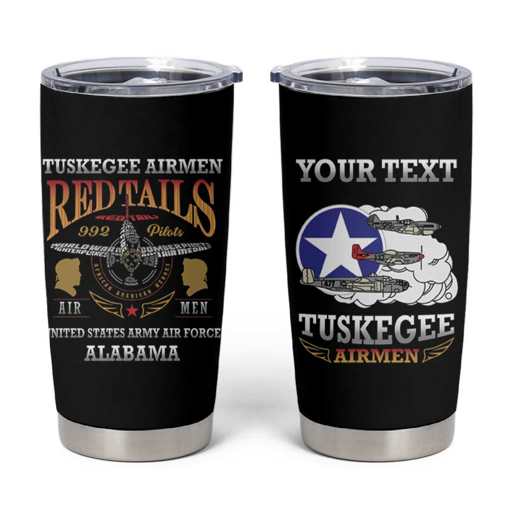 Personalized Red Tails Legacy Tumbler Cup Tuskegee Airmen WWII Heroes - Black Color - Wonder Print Shop