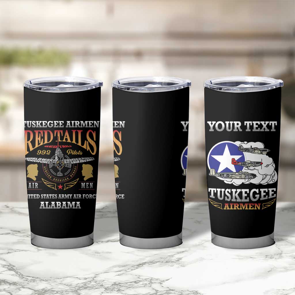 Personalized Red Tails Legacy Tumbler Cup Tuskegee Airmen WWII Heroes - Black Color - Wonder Print Shop