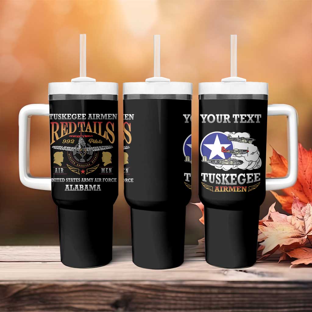 Personalized Red Tails Legacy Tumbler With Handle Tuskegee Airmen WWII Heroes - Black Color - Wonder Print Shop