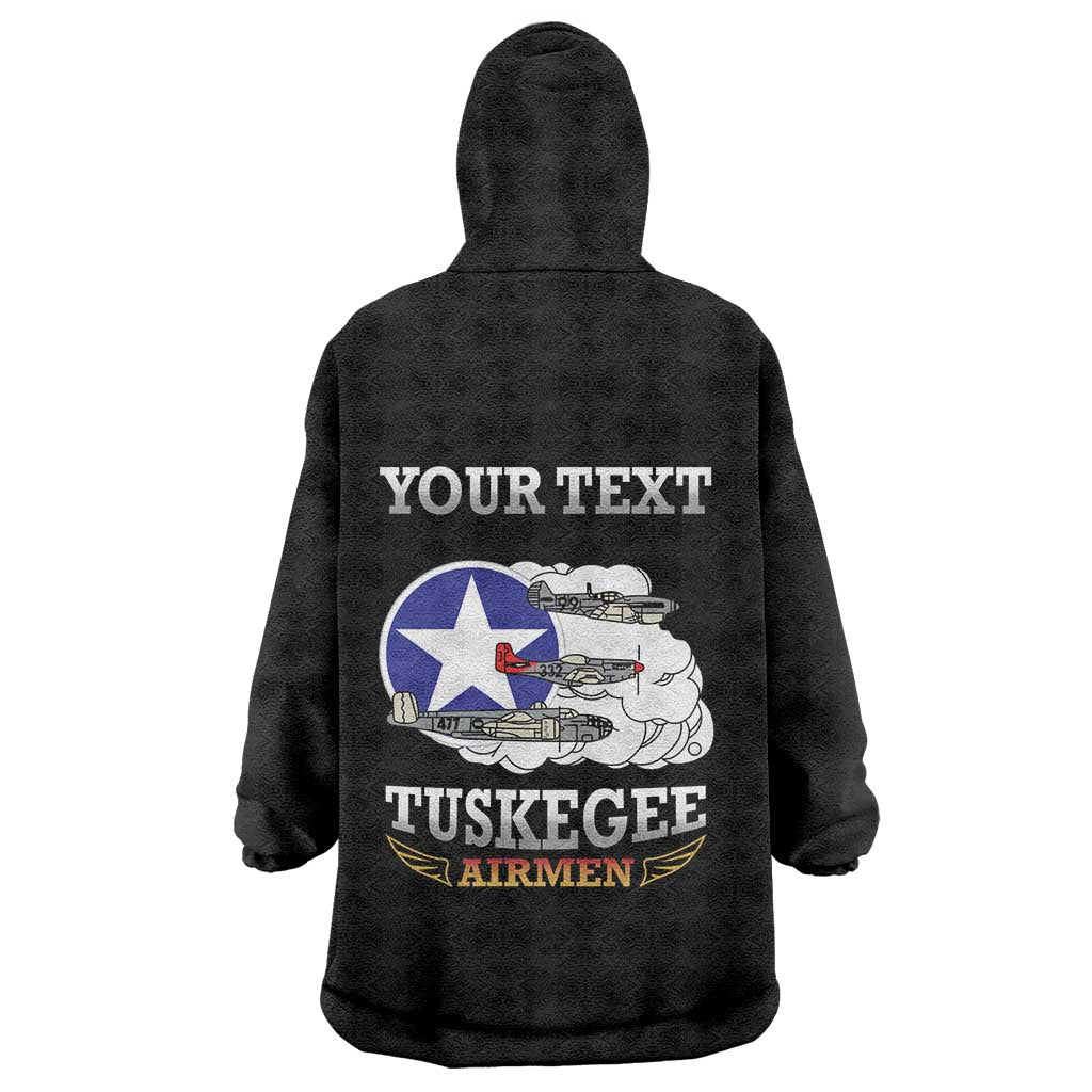 Personalized Red Tails Legacy Wearable Blanket Hoodie Tuskegee Airmen WWII Heroes - Black Color - Wonder Print Shop