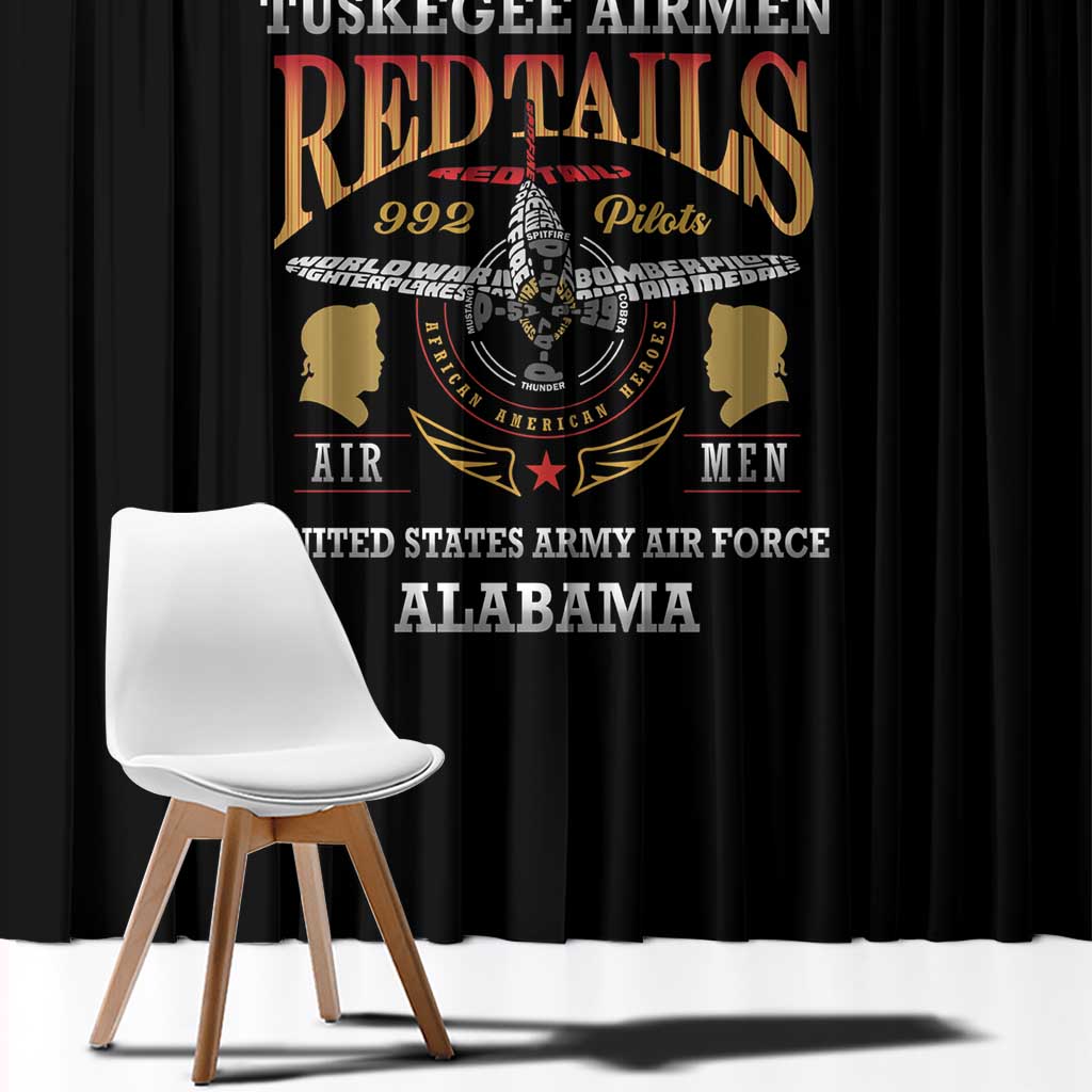 Red Tails Legacy Window Curtain Tuskegee Airmen WWII Heroes - Black Color - Wonder Print Shop