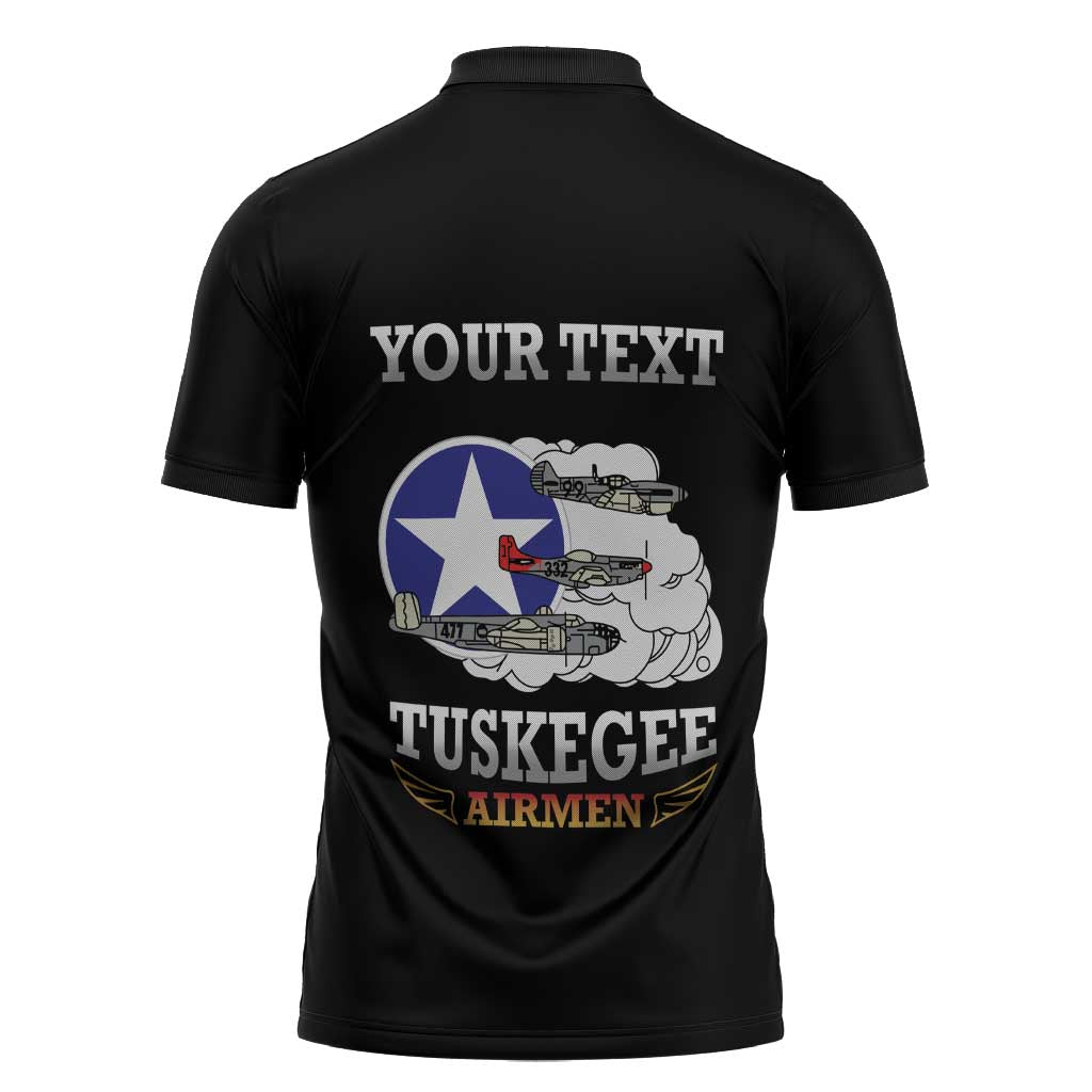 Personalized Red Tails Legacy Zipper Polo Shirt Tuskegee Airmen WWII Heroes - Black Color - Wonder Print Shop
