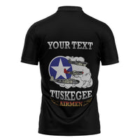 Personalized Red Tails Legacy Zipper Polo Shirt Tuskegee Airmen WWII Heroes - Black Color - Wonder Print Shop