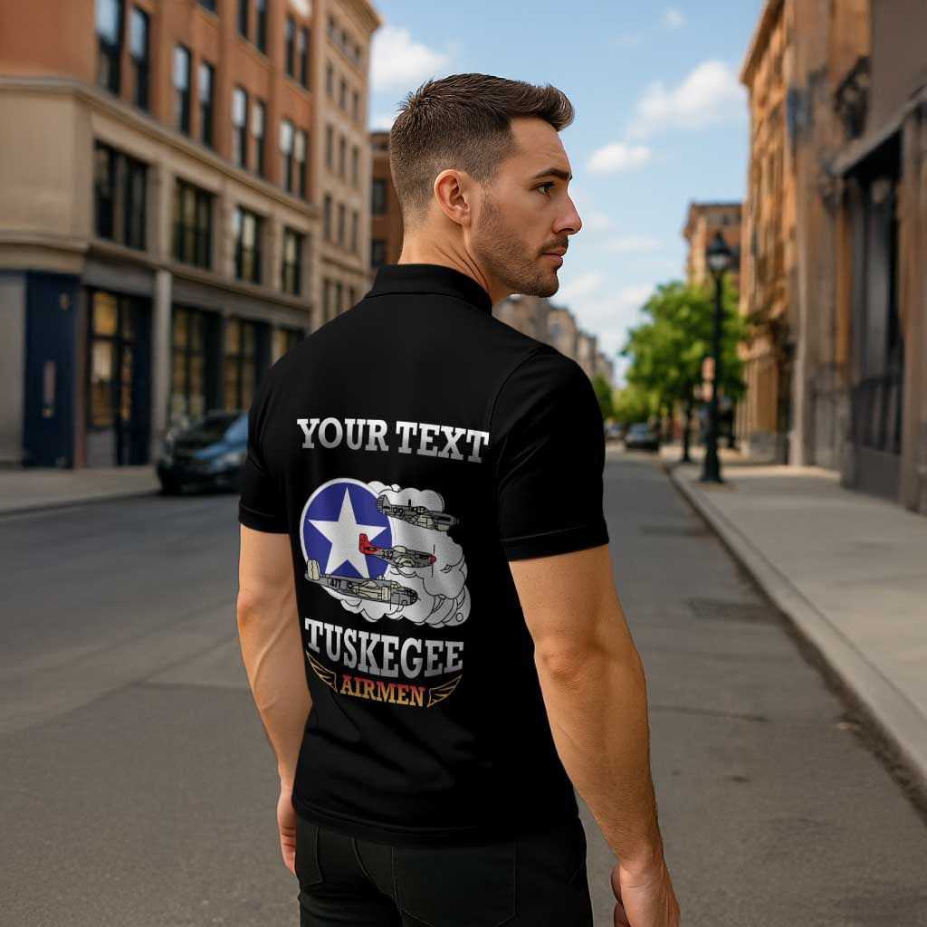 Personalized Red Tails Legacy Zipper Polo Shirt Tuskegee Airmen WWII Heroes - Black Color - Wonder Print Shop