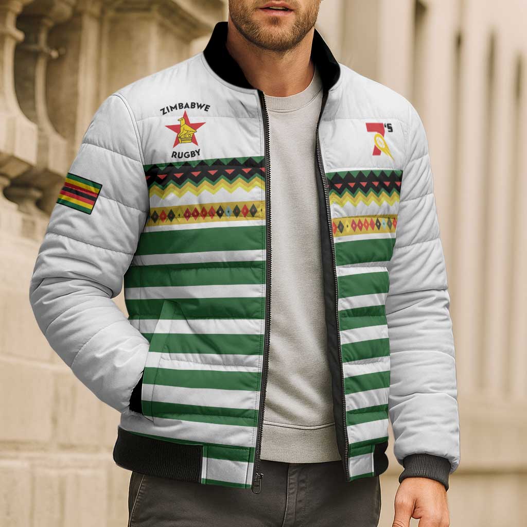 Zimbabwe Rugby Sevens Custom Bomber Puffer Jacket Go Cheetahs Go - Wonder Print Shop