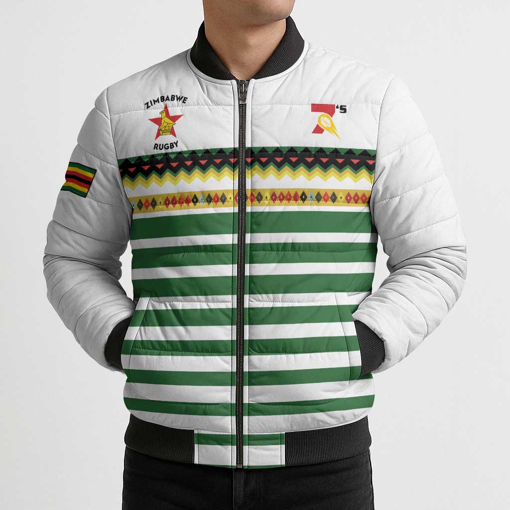 Zimbabwe Rugby Sevens Custom Bomber Puffer Jacket Go Cheetahs Go - Wonder Print Shop