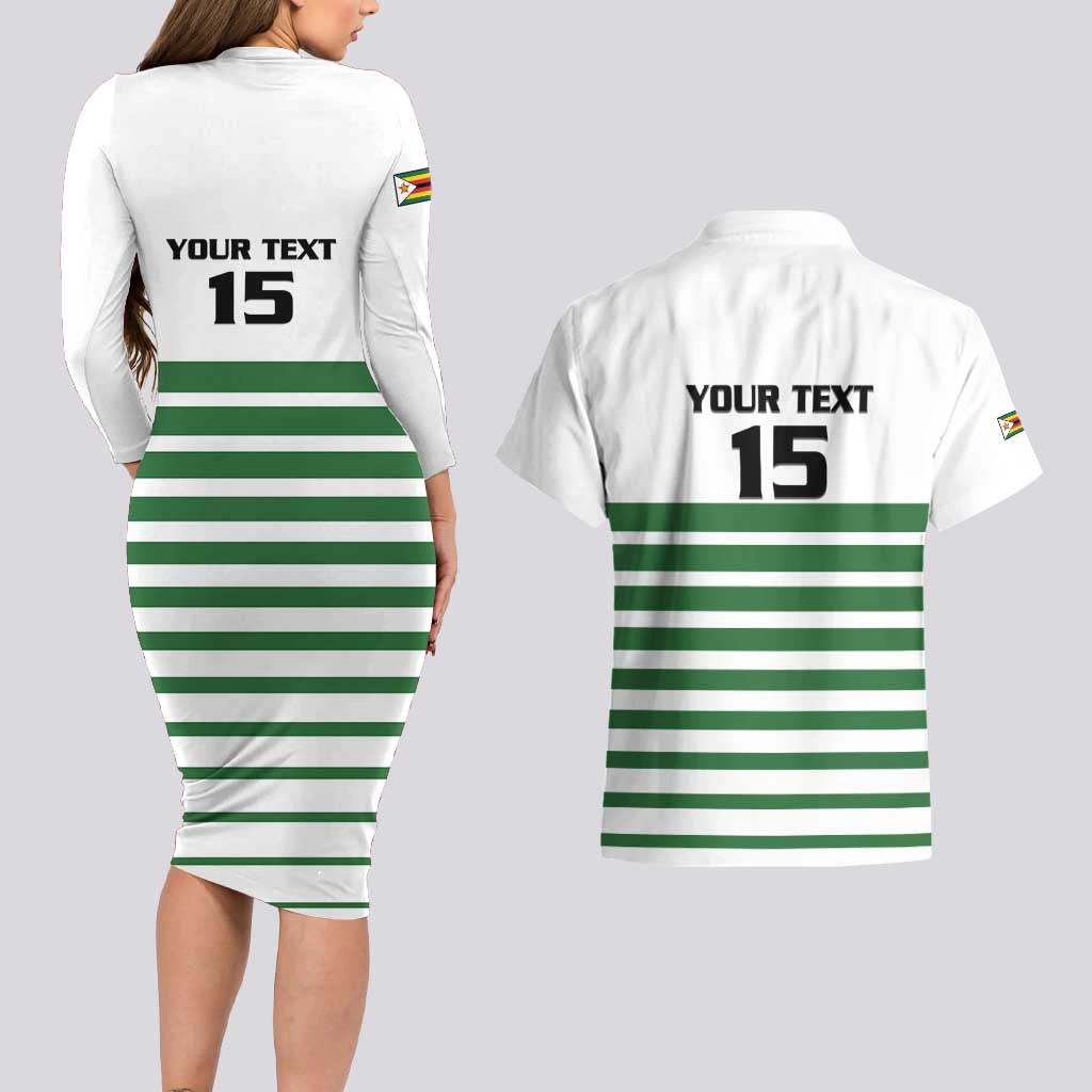 Zimbabwe Rugby Sevens Custom Couples Matching Long Sleeve Bodycon Dress and Hawaiian Shirt Go Cheetahs Go - Wonder Print Shop