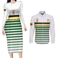 Zimbabwe Rugby Sevens Custom Couples Matching Long Sleeve Bodycon Dress and Long Sleeve Button Shirt Go Cheetahs Go - Wonder Print Shop
