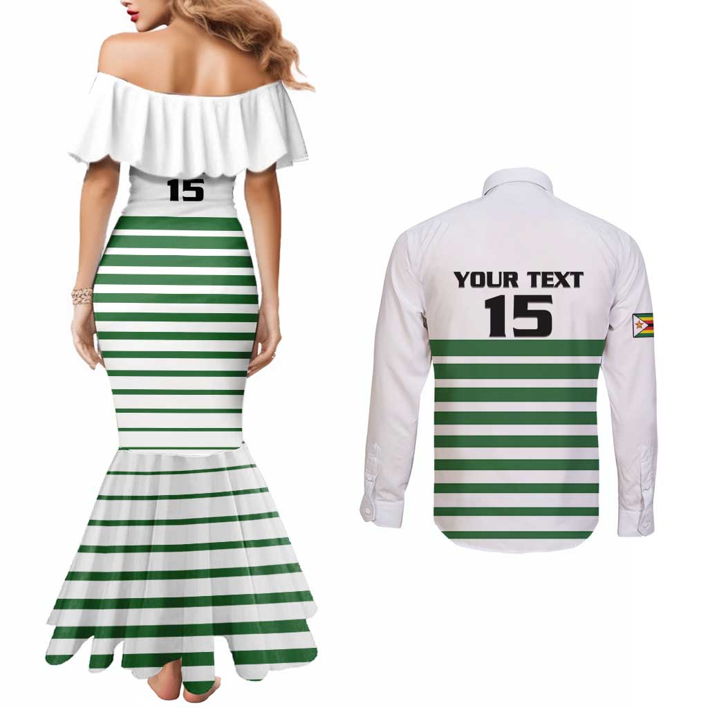 Zimbabwe Rugby Sevens Custom Couples Matching Mermaid Dress and Long Sleeve Button Shirt Go Cheetahs Go - Wonder Print Shop