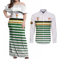 Zimbabwe Rugby Sevens Custom Couples Matching Off Shoulder Maxi Dress and Long Sleeve Button Shirt Go Cheetahs Go - Wonder Print Shop