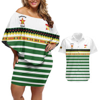 Zimbabwe Rugby Sevens Custom Couples Matching Off Shoulder Short Dress and Hawaiian Shirt Go Cheetahs Go - Wonder Print Shop