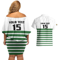 Zimbabwe Rugby Sevens Custom Couples Matching Off Shoulder Short Dress and Hawaiian Shirt Go Cheetahs Go - Wonder Print Shop