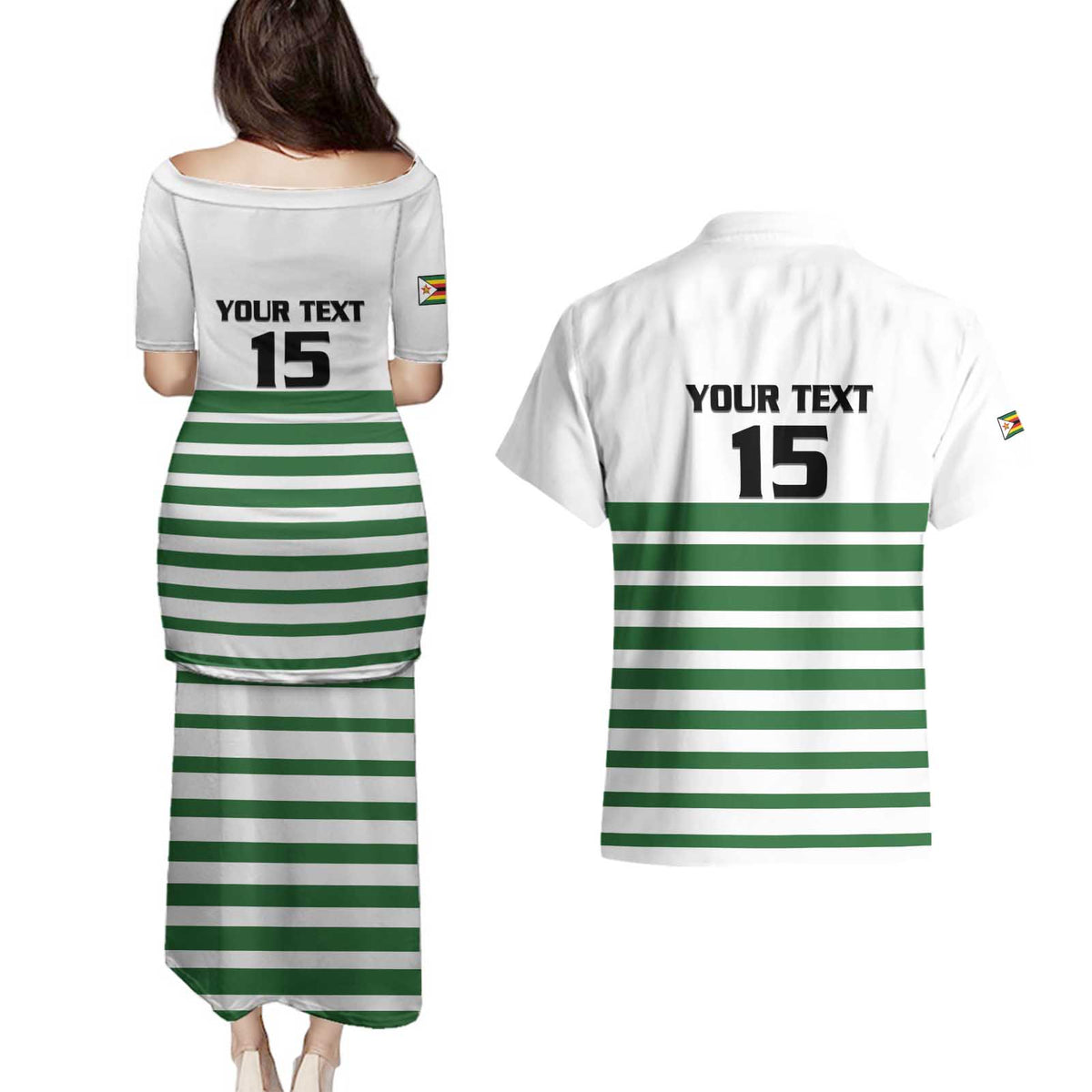 Zimbabwe Rugby Sevens Custom Couples Matching Puletasi and Hawaiian Shirt Go Cheetahs Go - Wonder Print Shop