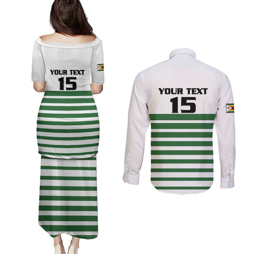 Zimbabwe Rugby Sevens Custom Couples Matching Puletasi and Long Sleeve Button Shirt Go Cheetahs Go - Wonder Print Shop