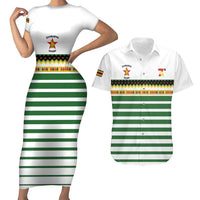 Zimbabwe Rugby Sevens Custom Couples Matching Short Sleeve Bodycon Dress and Hawaiian Shirt Go Cheetahs Go - Wonder Print Shop