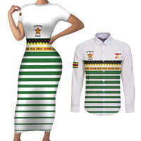 Zimbabwe Rugby Sevens Custom Couples Matching Short Sleeve Bodycon Dress and Long Sleeve Button Shirt Go Cheetahs Go - Wonder Print Shop