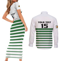 Zimbabwe Rugby Sevens Custom Couples Matching Short Sleeve Bodycon Dress and Long Sleeve Button Shirt Go Cheetahs Go - Wonder Print Shop