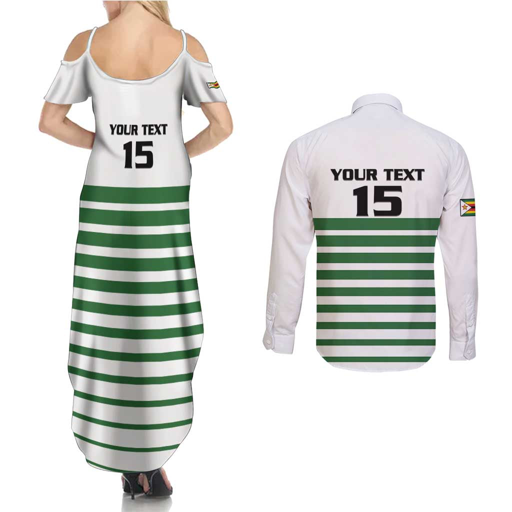 Zimbabwe Rugby Sevens Custom Couples Matching Summer Maxi Dress and Long Sleeve Button Shirt Go Cheetahs Go - Wonder Print Shop