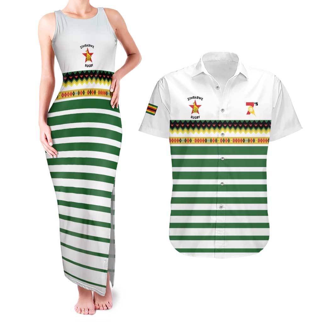 Zimbabwe Rugby Sevens Custom Couples Matching Tank Maxi Dress and Hawaiian Shirt Go Cheetahs Go - Wonder Print Shop